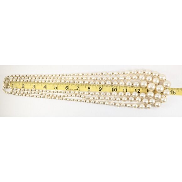 Faux Pearls Long Triple Strand Gold Tone Spacer Beads - Picture 10 of 11